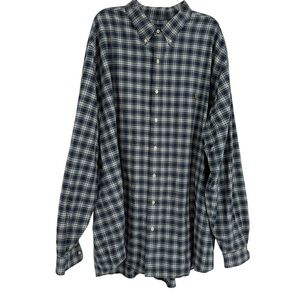 Ralph Lauren Cotton Blue Plaid Button Down Shirt  size 3XLT Tall Men Flesh Pony